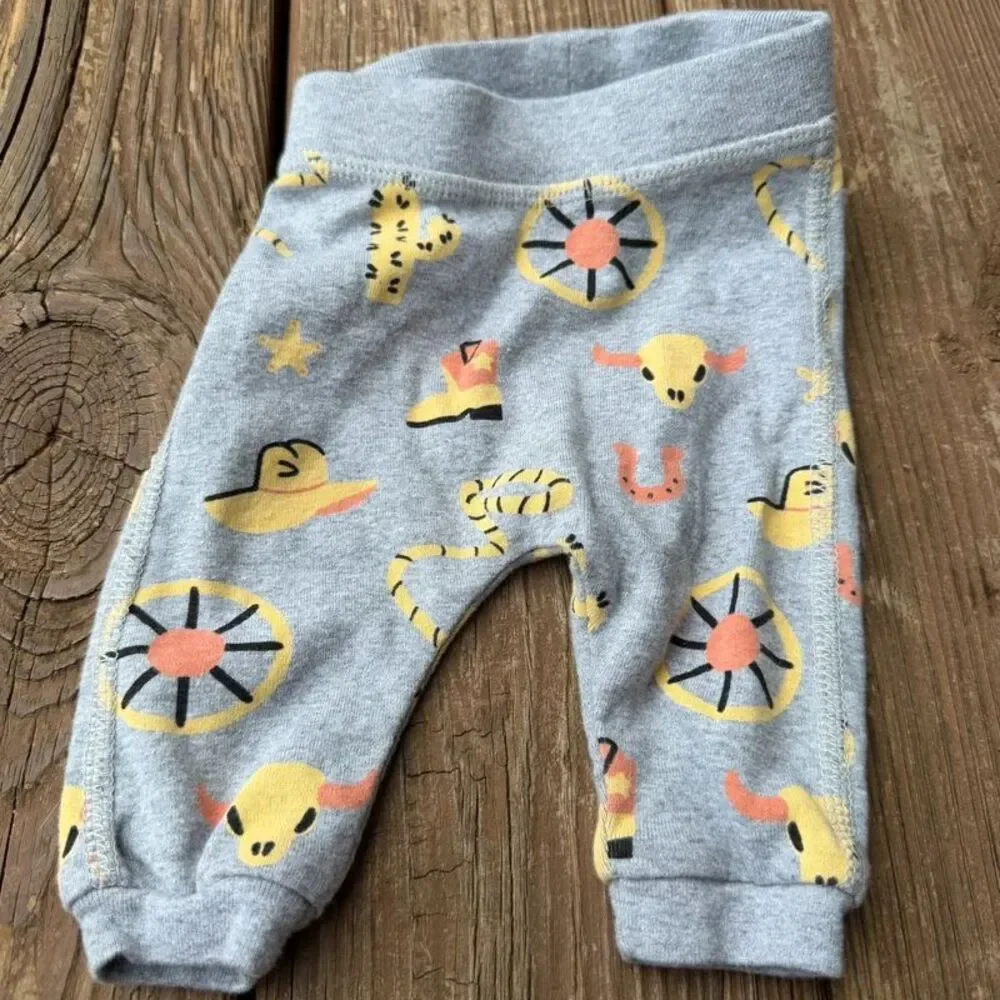 M+A Wonder + Andy Newborn Baby Western Cowboy Print Jogger Pants